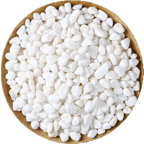 1 kg de galets décoratifs, blancs, 6 à 9 mm, pierres naturelles pour jardin, vases et décoration funéraire, pierres décoratives, remplissage de pots de plantes