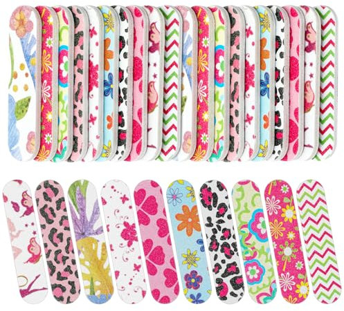 JSRQT 100 Piezas Lima de Uñas Nail File Mini Profesionales Acrilicas Gel Acrílico Semipermanente Profesional Doble Cara Tablero De Esmeril Buffer para Uso Doméstico y Salón Herramientas de Manicura