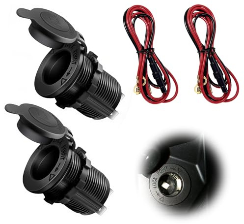 2 Pezzi Presa Accendisigari Auto, Presa Auto 12V/24V DC, Adattatore Universale Impermeabile per Accendisigari, Con Fusibile e Cavo di Collegamento per Navi, Auto, Moto - Design Sicuro e Resistente