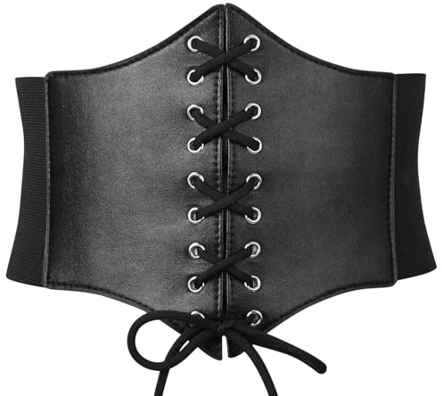 SHSHbuy Corset Femme pour Femmes,Ceinture Corset Elastique à Lacets Rétro Large pour Robes,Chemises et Vêtements de Tous les Jours Halloween