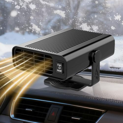 LYPPUL Auto Heizung 12v, 2 in 1 Tragbare Autoheizung, Auto Heizlüfte, Heizlüfter Auto mit 360° Drehbasis, standheizung Autos für Windschutzscheibe, Multifunktionauto heizung für Winter Camping Reisen