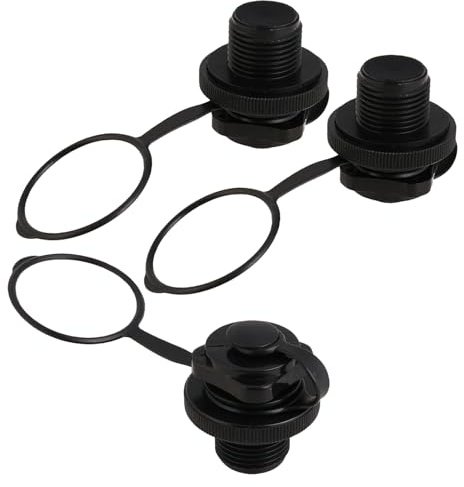 Toyvian Juego de 3 Válvulas de Aire Rosca Espiral Antifugas para Botes Inflables Tapones de Repuesto sin Base en Color Negro Compatibles Kayaks Piscinas y Colchones Inflables