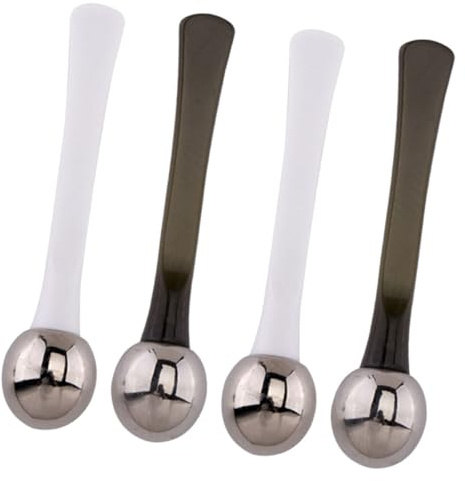 ELAYARD Massaggiatore a Cucchiaio per Crema Occhi in Zinco Set da 4 Pezzi Bianco e Verde Scuro Strumento Compatto per Massaggio Viso e Rassodamento Pelle Contorno Occhi