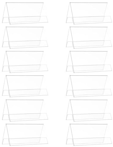 Mobestech Porta Targhette da Tavolo Bifacciale Trasparente in Plastica 12 Pezzi 120x60mm Supporto Portanome per Scrivania Ufficio Sala Riunioni Conferenze Aziendali