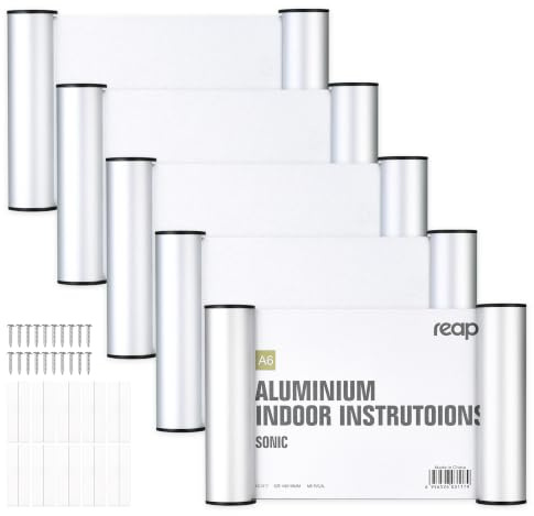 Dörrskyltar i aluminium, A6 148 mm x 105 mm, 5 stycken, klistermärken med 20 skruvar, 2 installationsmetoder, återanvändbara för kontor, klassrum, lägenheter