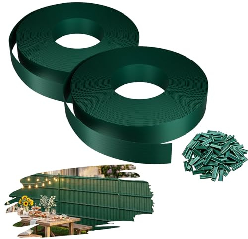 YRHome Strisce Privacy PVC 315m 4,7 cm Altezza 14,8㎡ per Recinzione Doppia Barra, Resistente agli Agenti atmosferici e UV, Opaco Giardino Balcone terrazzo, con 450 Clip di Fissaggio, Verde