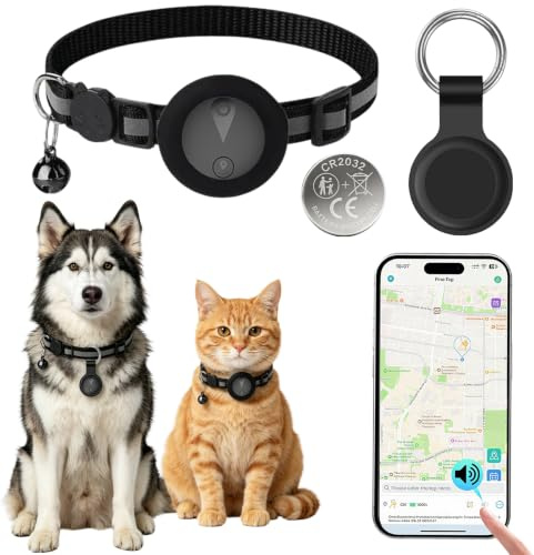 Localizador GPS Perros Compatible con Sistemas iOS y Android GPS Dog Reproducción del Historial de Rutas de 7 Días GPS para Gatos Localizador para Mascotas Resistente al Agua (IP67) -Negro Sólido