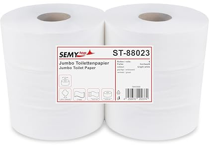 Semy Top ST-88023 toalettpapper, 2 lager, diameter 28 cm, högvit (6-pack)