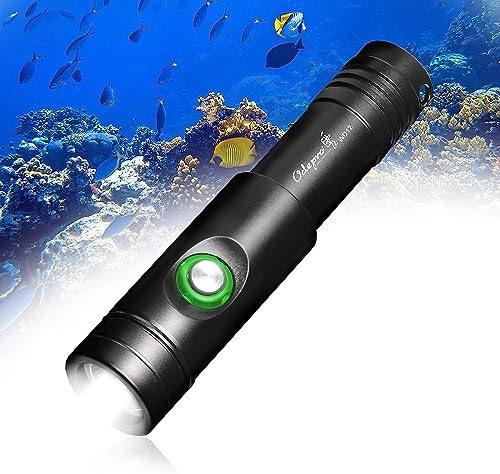 Odepro WD12 Scuba Diving Flashlight 492ft Diving Torch, 1050 Lumens Dive Torches Light Waterproof Underwater 100M Diving Lamp for Snorkeling Caving Diving