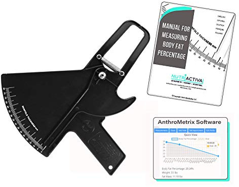 Slim Guide Skinfold Caliper with Body Fat Software and Multilingual Manual (Black)