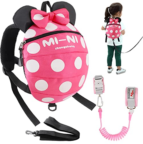 Toddlers Leash for Walking + Anti Lost Wrist Link Safety Wrist 4 in 1 for Toddlers, Child, Babies & Kids, Safety Harness Kids Walking Wristband Assistant Strap Belt for Girls (Rose red)