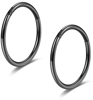 18g Piercing Naso Septum Trago Daith Orecchino a Cerchio Incernierati 316L Acciaio Chirurgico Anello Per Piercing al Setto Labbro Cartilagine Orecchini Donna Uomo Nero 6mm
