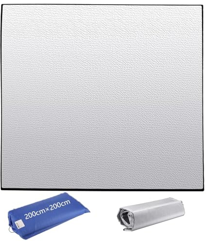 FWEEK Tapis Isolant Thermique Aluminium 200x200cm, Tapis de Sol Isolant Pliable, Tapis Isolant pour Matelas 200 cm, Imperméable EVA Double Face pour Camping, Yoga, Pique-Nique
