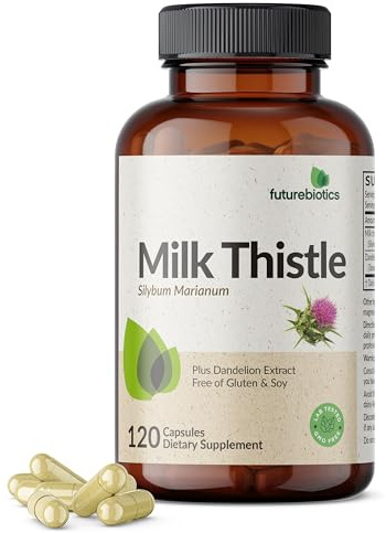Futurebiotics Milk Thistle Silymarin Marianum & Dandelion Extract Liver Health Support, Antioxidant Support, Detox, 120 Capsules