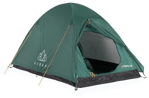 KADVA Campingzelt Festa 2 Zelt 200 x 120 x 105 cm für 2 Personen mit Moskitonetz Wasserdichtes Leichtes und Robustes Fiberglasgestell Ideal für Camping und Wandern Farbe Grün