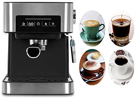 SmPinnaA Nueva Versión 2023: Cafetera Espresso, Panel Táctil De Cafetera, Tubo De Vapor Giratorio, Alta Presión De 20 Bares, Tanque Extraíble De 1,6 L, 2 Filtros, 850 W,