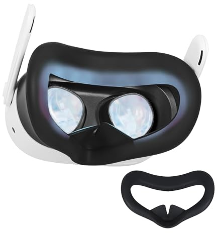 Gesichtsabdeckung Aus Silikon für Meta Quest 3S,Silikon-Gesichtskissenpolster Kompatibel mit Quest3S Zubehör,Quest 3S Headset Silikon Maske VR Zubehör Schweißdichtes Komfortable (schwarz-Q3S)