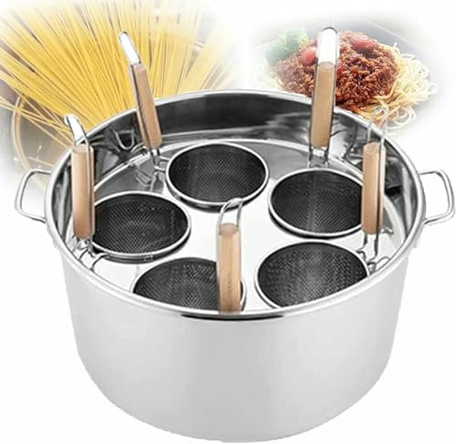BGVYFXEZ Bollitore per Pasta, pentola per Pasta a 3/4/5 Fori, cuocipasta con cestello scolapasta, utensile da Cucina per Cucina Domestica e Ristorante