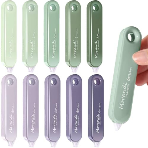10 PCS White Out Tapes, Tape Roller Instant Correction Tape Mini Whiteout Set Cute Correction Rollers Aesthetic Stationery for Students Office Workers Home School Stationery Supplies(Green Purple)