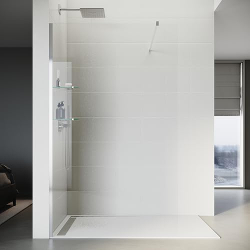 SONNI 110 x 200 cm, Walk in duschvägg med 8 mm glasgolv, dusch, duschskiljevägg glas, badkar