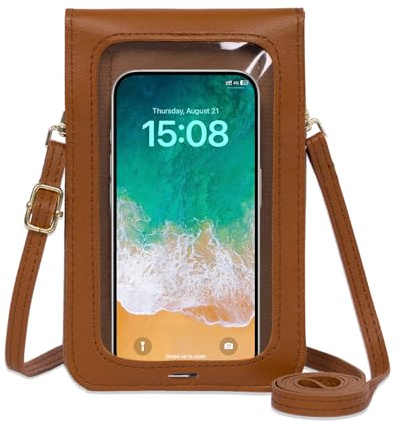Toptime Sac Bandoulière Femme, Pochette Téléphone Portable à Écran Tactile, Léger Petit Sac a Main Femme avce Fentes pour Cartes, Pochette Telephone en Cuir PU pour Sortir Voyager Shopping
