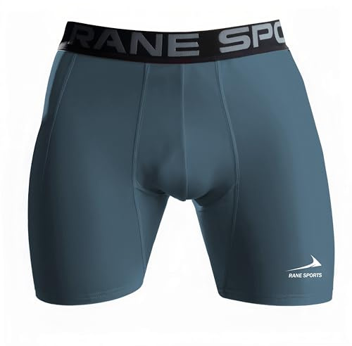 Rane Sports Pantalones Cortos de compresión funcionales para Hombre, Mallas Interiores de Secado rápido, Pantalones Cortos Transpirables para Correr con Bolsillos Laterales Gris Azulado M