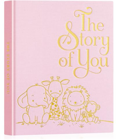 Lanpn Livre de Naissance Bébé Fille Garçon - The Story of You, Album Photo Bebe Première Année à 5 Ans, Journal Naissance Baby Book pour Coller Photos Écrire Cadeau, Rose, Anglais, 154 Pages
