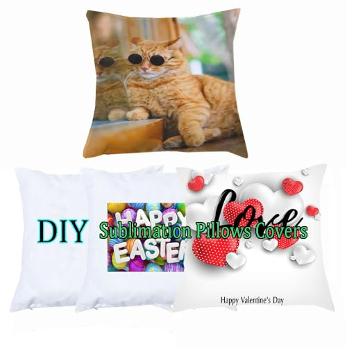 4 Pcs 18x18 Sublimation Blanks Pillows Covers,DIY Cotton Pillowcases,Blanks Cushion Covers for Heat Transfer,Sublimation Transfer Custom Easter Pillow Covers