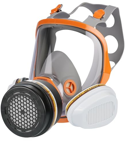 AirGuard Pro AG700 - Máscara de protección completa con filtro AGA2E2 y filtro de partículas AGA1E1, EN 140 y EN 143, protección contra gases orgánicos, gases ácidos y partículas
