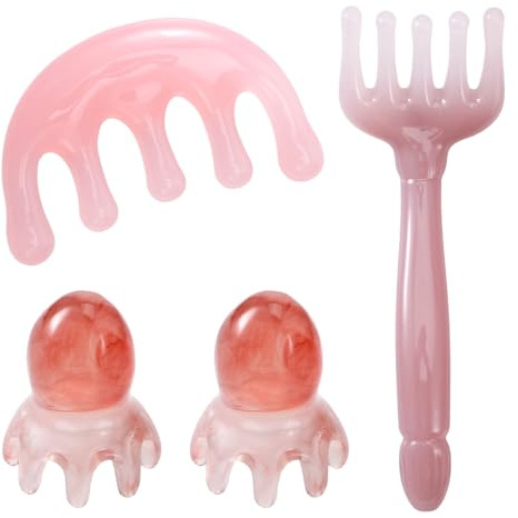 Hadnves 4 PCS Head Massager Scalp Comb Resin Head Massage Comb Stress Relax Tool for Heads and Body Relaxation Hair SPA Acupressure Gifts for Birthday Mother's Day Father's Day