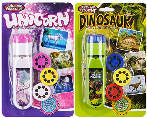 Georgie Porgy Children Projector Toys Educational Science Set Wall Ceiling Tent Torch Flashlight for Kids Gifts for Boys Girls (Dinosaur + Unicorn)