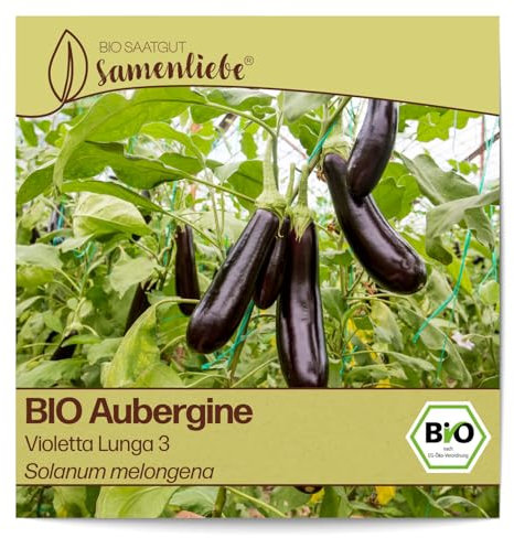 Samenliebe BIO Auberginen Samen alte Sorte Violetta Lunga 3 Eierfrucht lange Melanzani violett schwarz 10 Samen samenfestes Gemüse Saatgut für Gewächshaus Freiland und Balkon BIO Gemüsesamen