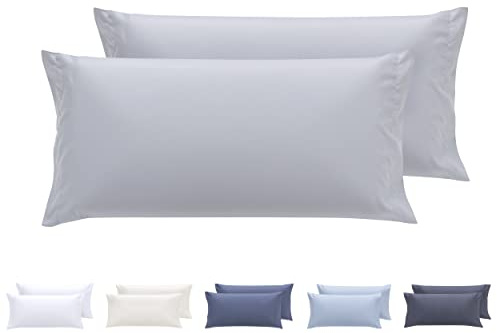 Todocama – Juego de 2 Fundas de Almohada, Microfibra Extra Suave, hipoalergénicas. Juego de 2-70x40 cm Gris Claro
