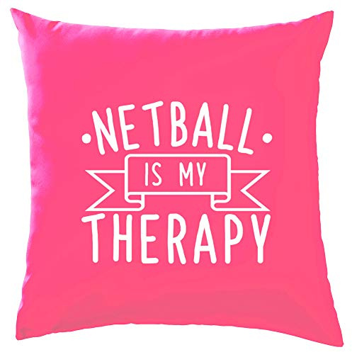 Dressdown Netball Is My Therapy - Cushion/Pillow (with Insert) - 41 x 41cm (16) - Pink - One Size