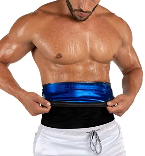 BODYSUNER Ceinture amincissante pour homme - Ceinture amincissante pour homme - Ceinture amincissante pour entraînement, bleu foncé, Small-medium