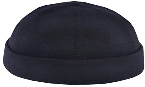 HANSEHELD Classic Docker Cap Blau Wolle Kurz Flach 57 | Seemannsmütze | Dockermütze | Winter | Docker Hut | Made in Germany