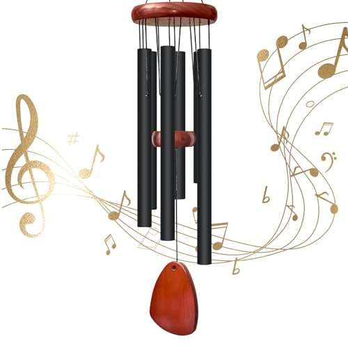 Litu Carillon éolien de 71,1 cm pour l'extérieur. Carillon éolien Profond avec 6 Tubes en Aluminium Décoration de Cour. Carillons d'extérieur pour créer Une atmosphère agréable et Offrir à Maman Un