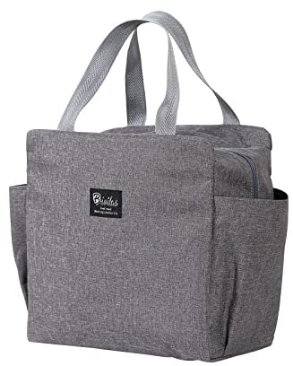 MABAHON Faltbare Isolierte Lunch-Tasche,Klein Kühltasche für Frauen Männer,Thermotasche Lunch-Tasche for Unterwegs, Büro, Arbeit,Schule(Grau)