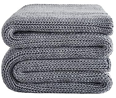 L'AGRATY Knitted Weighted Blanket - 60x80 15lbs Cooling Chunky Knit Heavy Blanket for Adults Braided Crochet Throw Thick Cable Yarn Knit Decorative Blanket No Beads Evenly Weighted Machine Washable