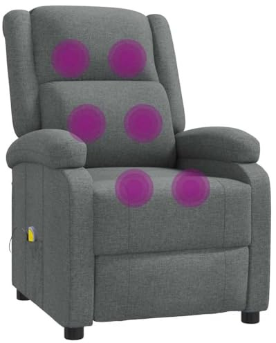 vidaXL Massagefåtölj mörkgrå tyg