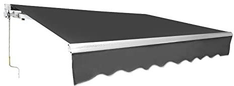 ISOISL Store de balcon manuel à bras articulés, 300 x 250 cm, protection solaire, aluminium et polyester 280 g/m², pour balcon, terrasse, cours, gris