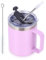 Volhoply 12oz Insulated Leakproof Coffee Mug with Sliding & Straw Lid,Double Wall Vacuum Stainless Steel Travel Cafe Tumbler Cup with Handle,Reusable Camping Mugs Keep Cold/Hot(Purple,1 Set)