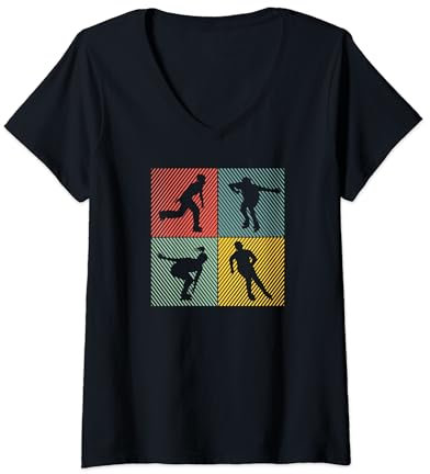 Damen Inline-Skating Rollerskates Inline-Skater Inline-skates T-Shirt mit V-Ausschnitt