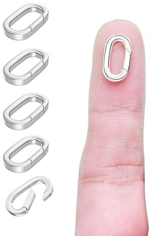 SJUIEO 5 Stück ovaler Schmuckverschluss aus 14 Karat Silber mit geschlossenem Federring für die Herstellung von Schmuck, Halsketten und Armbändern (14 x 7,8 x 2,2 mm)