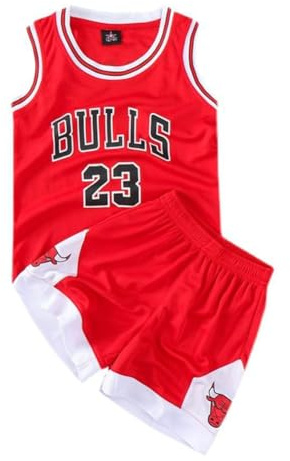 FASIOHDIO Basketball Trikot Set für Kinder - 2 Stücke, Jungen und Mädchen, 4-14 Jahre, Rot, 2XL