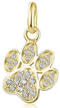 Silberketten Store Anhänger Pfote mit Zirkonia | echt 333 Gold | edler Kettenanhänger