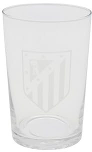 CYPBRANDS Atlético de Madrid, Vaso de Agua, Vidrio, Resistente y Apto para Lavavajillas y Microondas, Producto Oficial