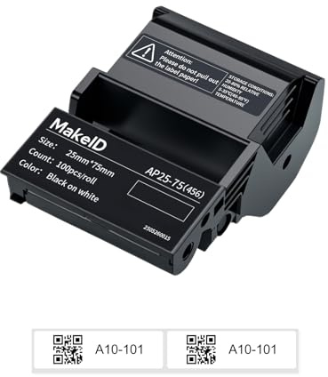 MakeID EP53 Étiquettes PET Toutes Conditions pour câbles et fils intérieurs/extérieurs, étiquetage DataCom – pour étiqueteuse industrielle portable EP53, 25 mm*75 mm