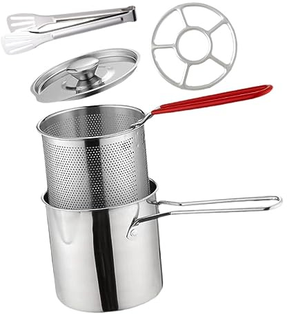 Healifty Mini Freidora Olla y Cesta para Freír Camarones Pollo Patatas Fritas Cazo Freidora con Cestillo