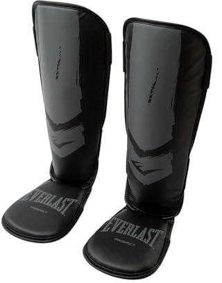 Everlast Prospect Youth Shin Guards L/XL, Two-Piece, Shock Absorbent Padding, Foot & Shin Protection, Kids Kickboxing & Muay Thai